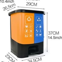 dual-compartment plastic recycling step bins designed for dry and wet waste separation.