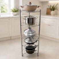 5-tier stainless steel kitchen pot and pan organizer rack