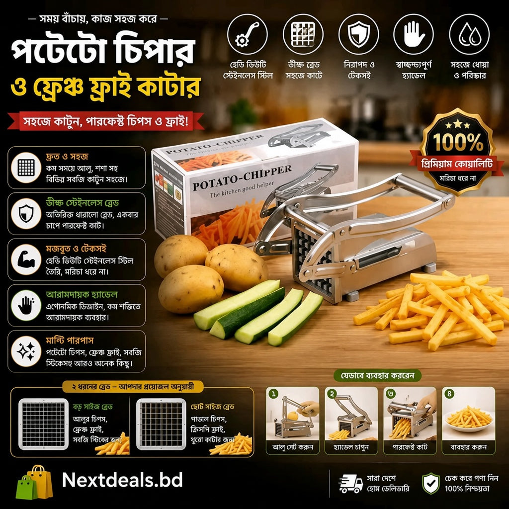 Stainless Steel Potato Chipper and French Fry Cutter  - পটেটো চিপার ও ফ্রেঞ্চ ফ্রাই কাটার! 🥔💖