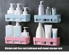 punch-free adhesive plastic bathroom shelves