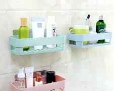 punch-free adhesive plastic bathroom shelves