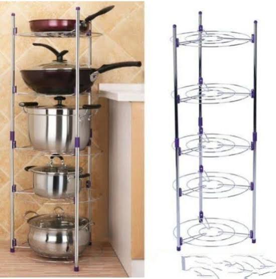 5-tier stainless steel kitchen pot and pan organizer rack