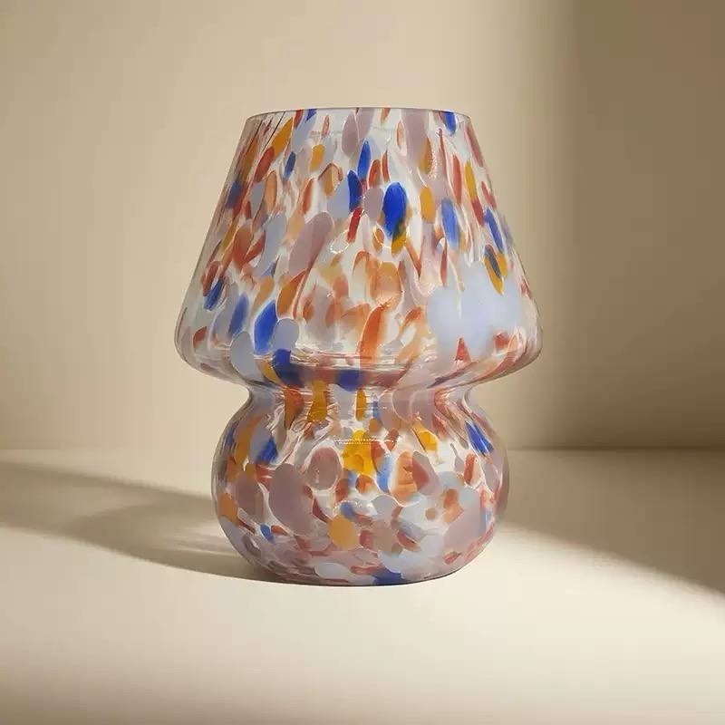Art Glass Mushroom Table Lamp - Confetti