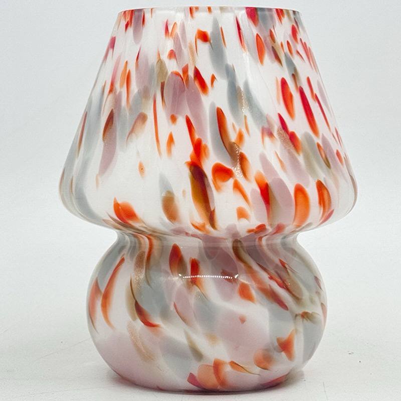 Art Glass Mushroom Table Lamp - Coral Speckle