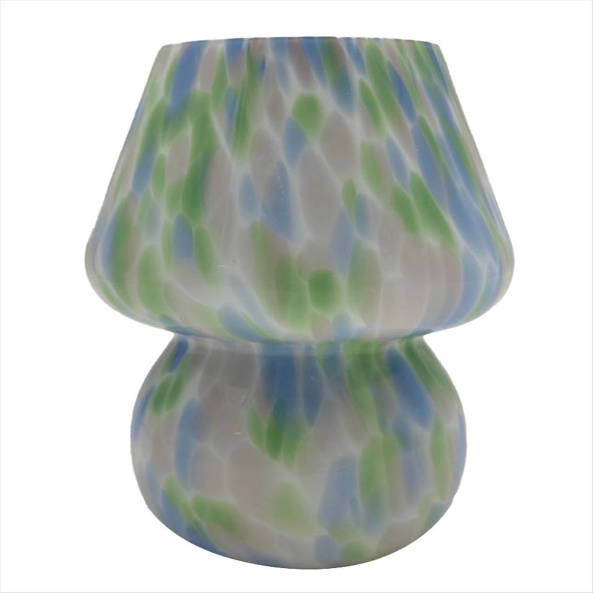 Art Glass Mushroom Table Lamp - Green Speckle