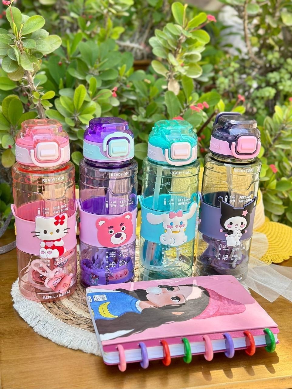 Kids Cartoon Straw Water Bottle