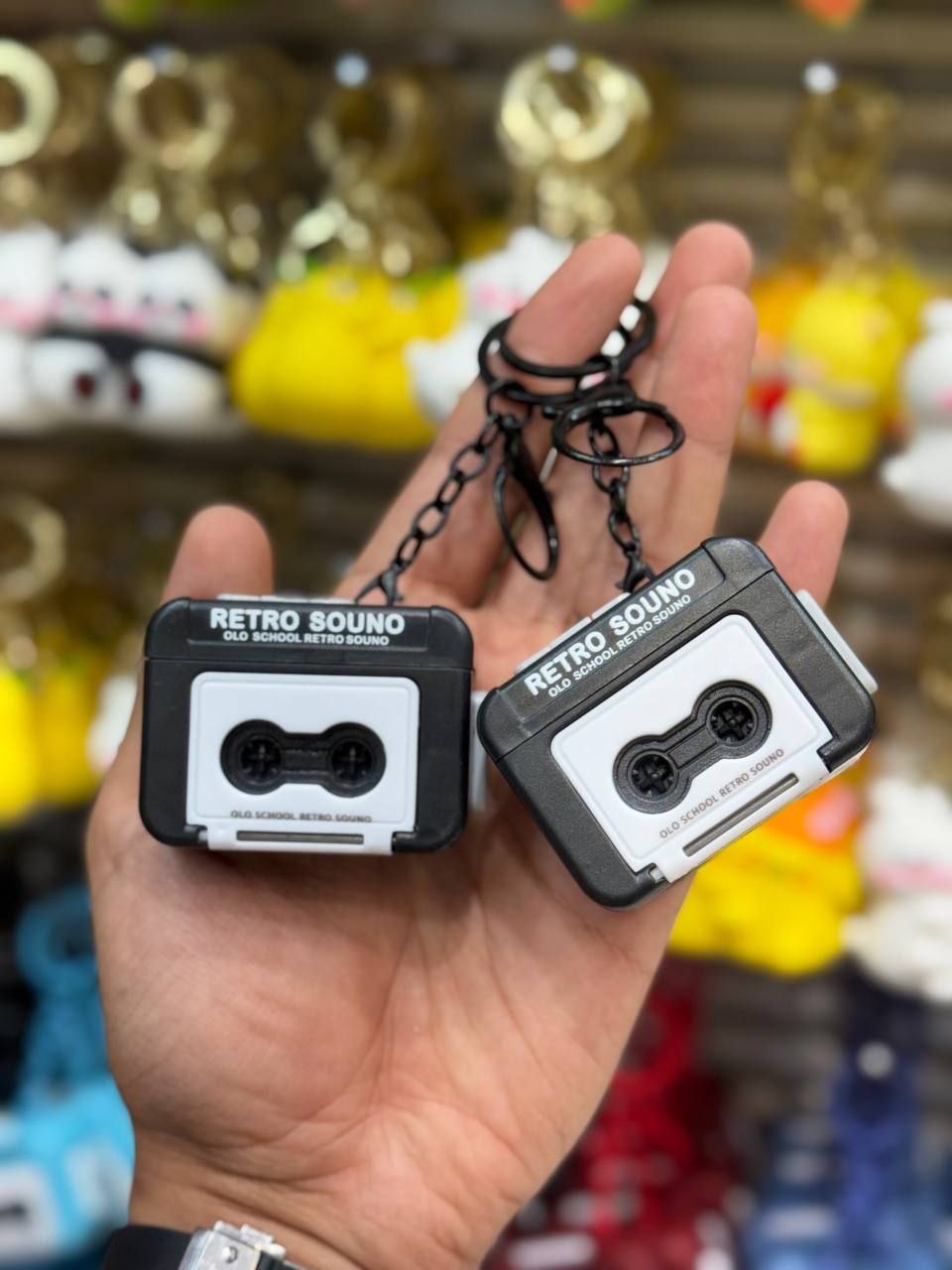 Retro Cassette Tape Keychain - Black