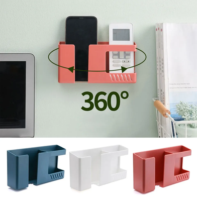 Wall-mounted 2-in-1 mobile phone and remote storage holder