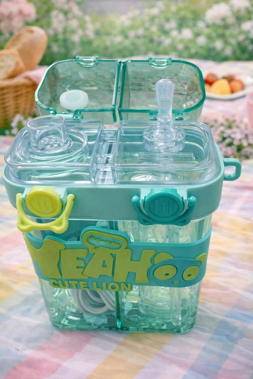 "YES CUTE BABY" Dual Chamber / Split Kids Water Bottle.