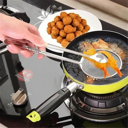 2-in-1 Stainless Steel Frying Tong with Strainer