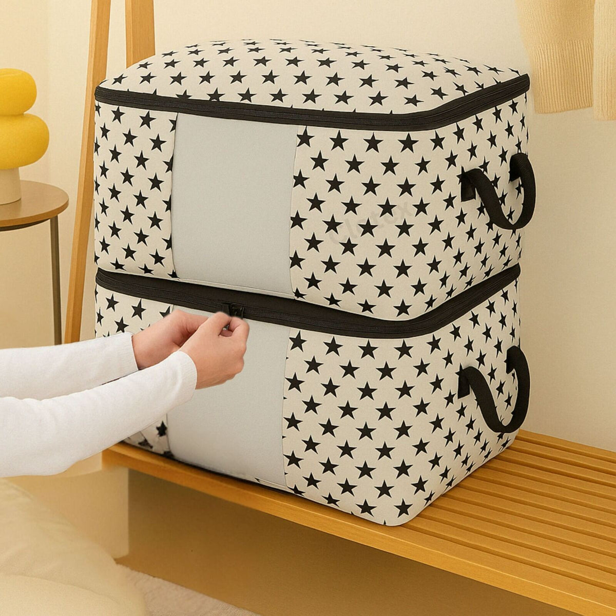 Houndstooth premium foldable quilt and clothes storage bag