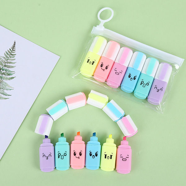 Set of 6 mini cartoon/emoji highlighters