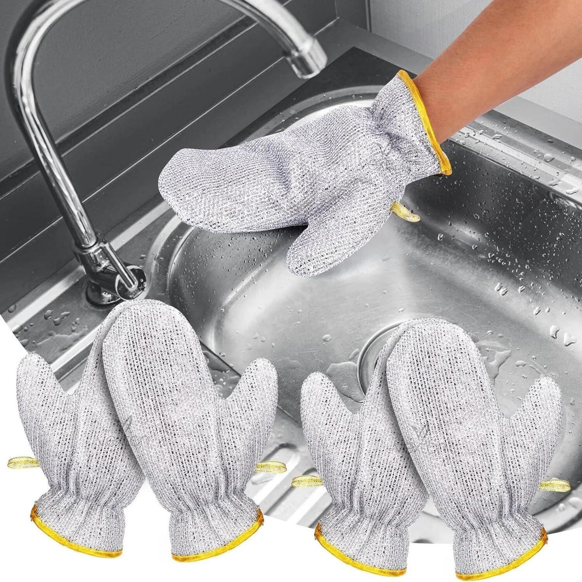 Steel wire dishwashing rag gloves