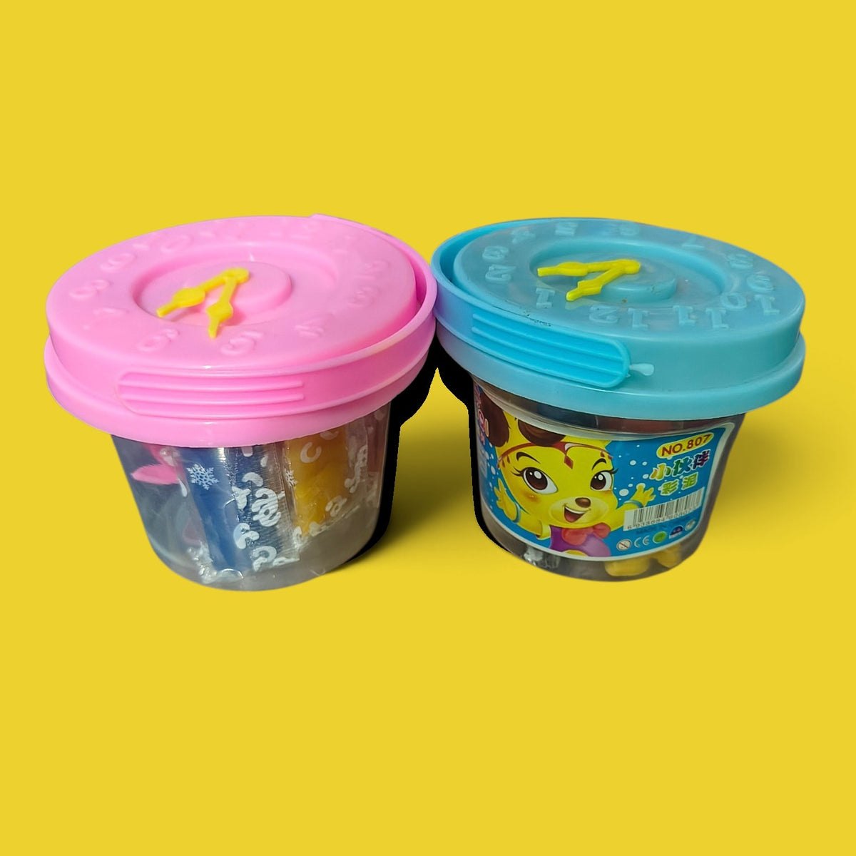 Colourful clay bucket