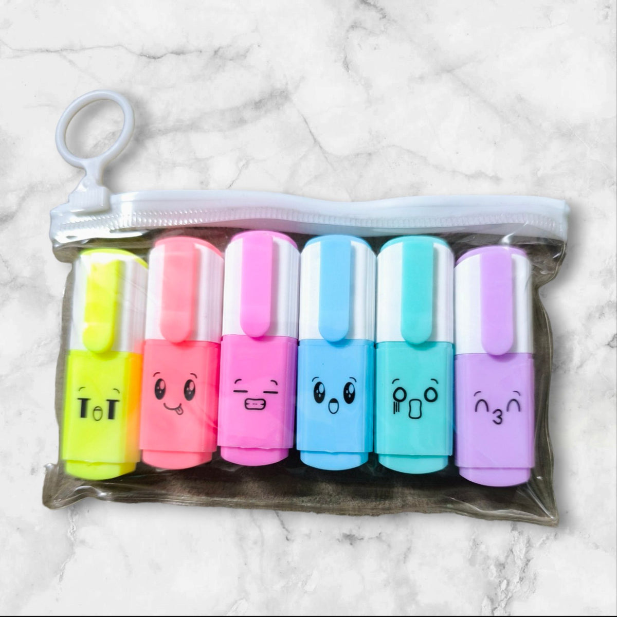 Set of 6 mini cartoon/emoji highlighters