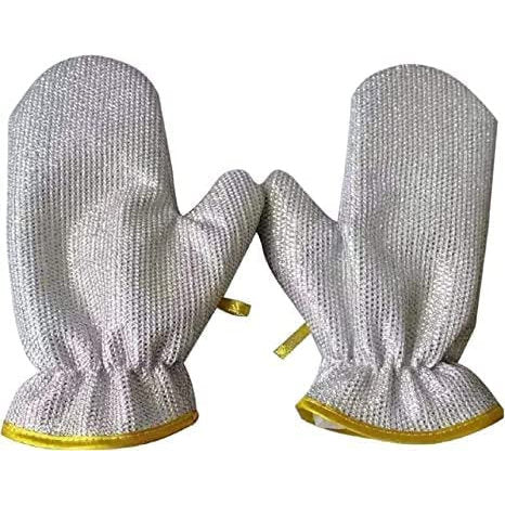 Steel wire dishwashing rag gloves