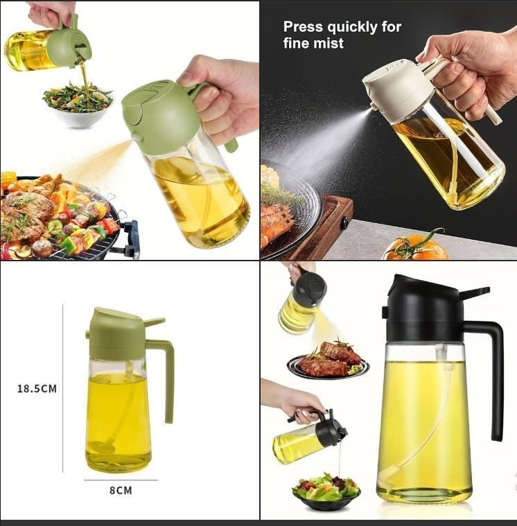 2-in-1 Cooking Glass Oil Spray Bottle with Pourer