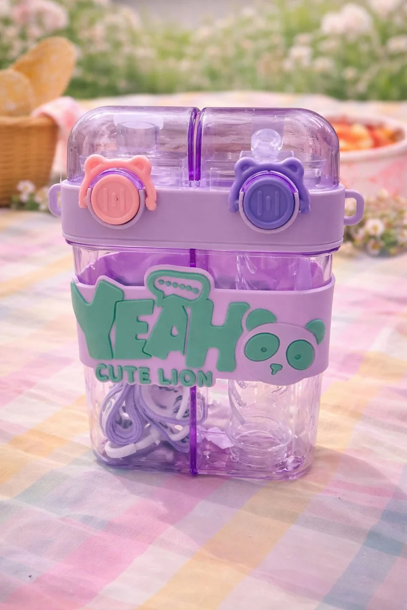"YES CUTE BABY" Dual Chamber / Split Kids Water Bottle.