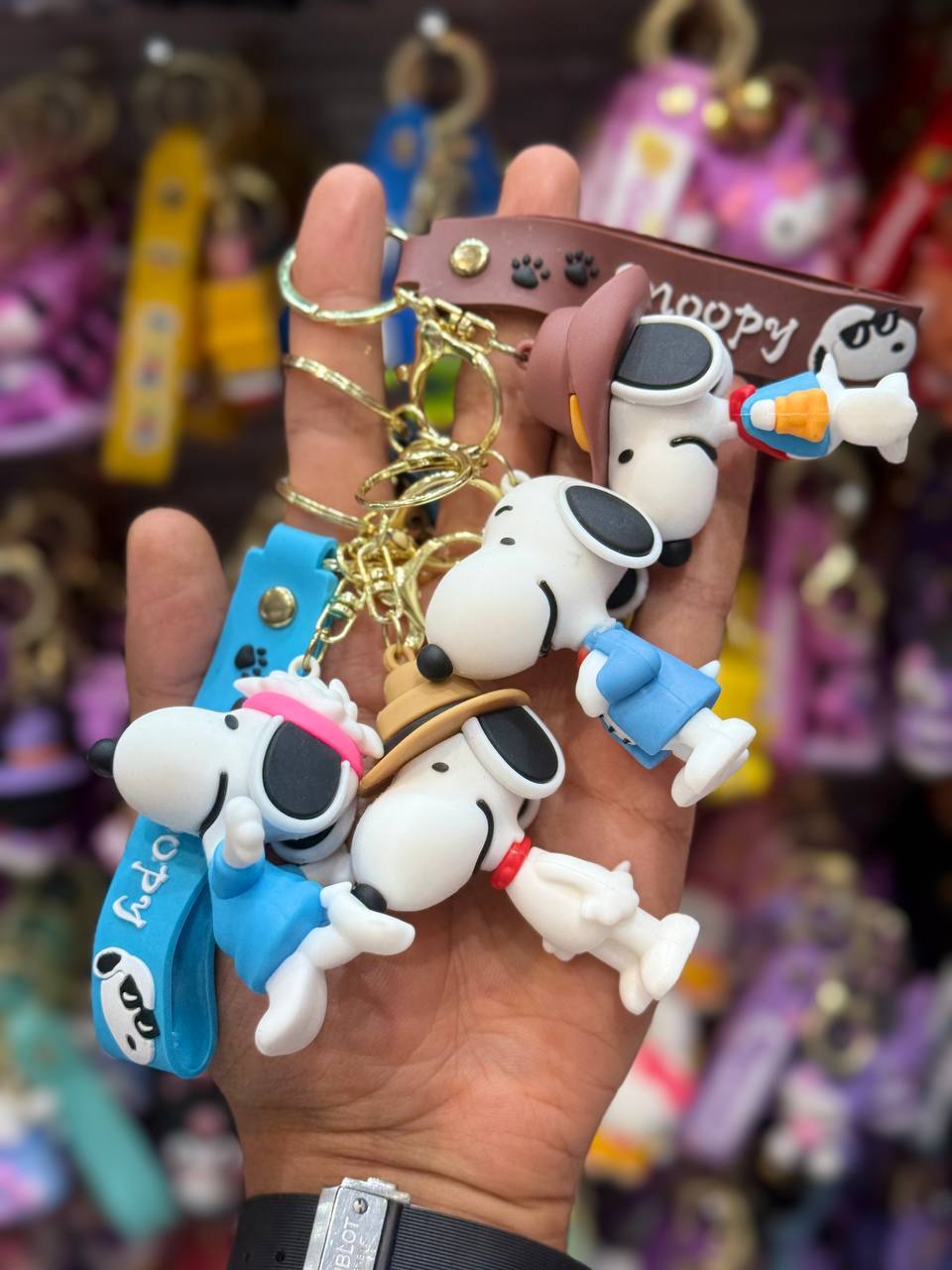 Playful Dog Blue Character Keychain
